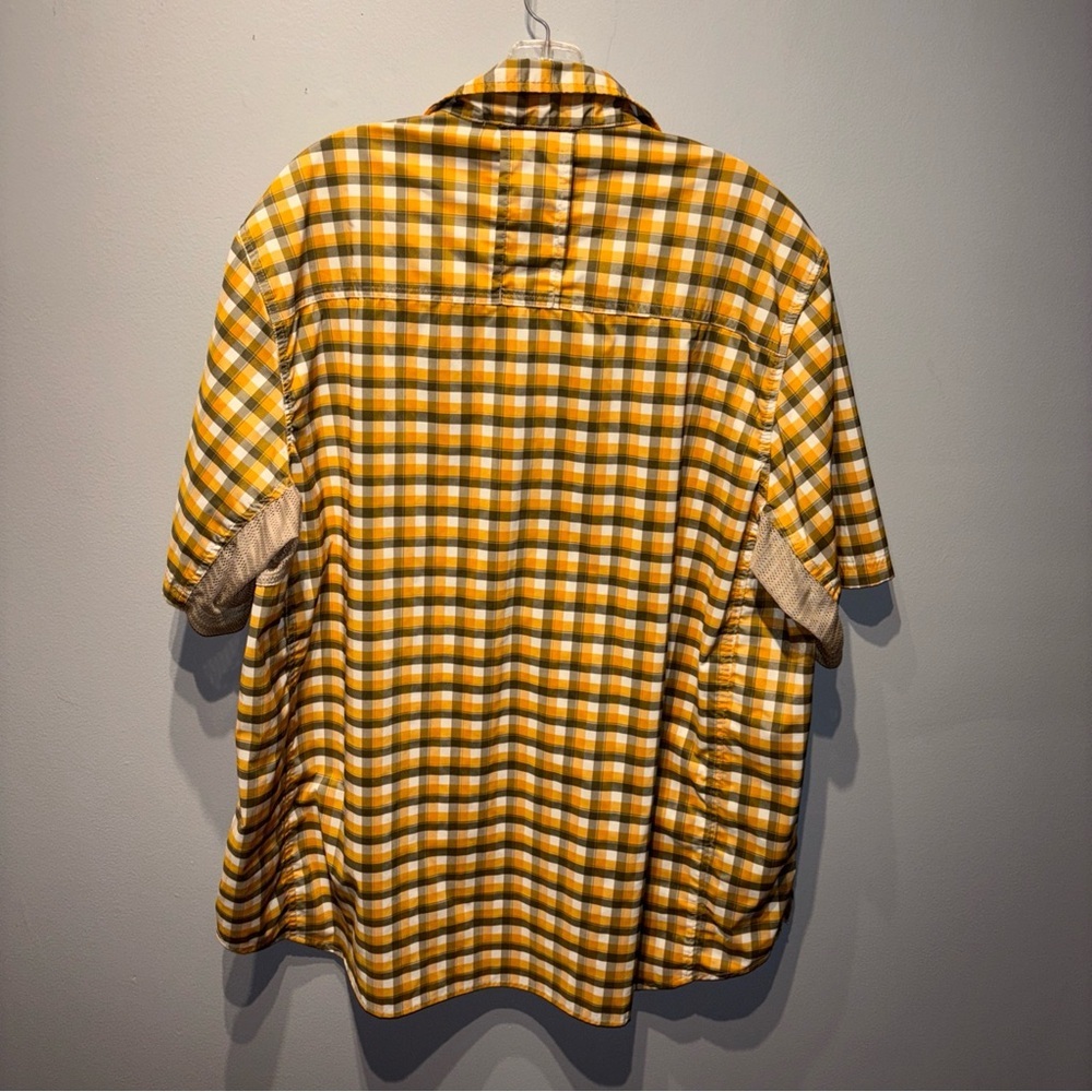 REI Button Up Shirt Mens XL Outdoor Performance Vented‎ Yellow Orange Green - Picture 2 of 9